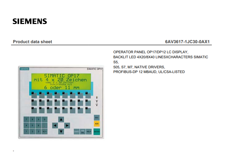 SIEMENS   6AV3607-1JC30-0AX1